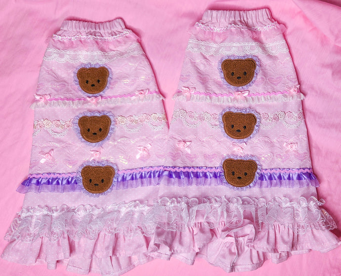Teddy bear lace legwarmers - Lovely Dreamhouse - Made to order