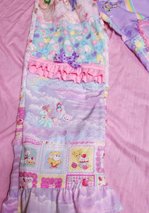 Pastel rainbow patchwork pants, fairy spank kei size S