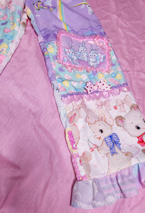 Pastel rainbow patchwork pants, fairy spank kei size S