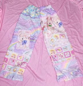 Pastel rainbow patchwork pants, fairy spank kei size S