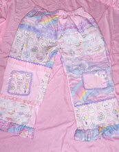 Load image into Gallery viewer, Pastel rainbow patchwork pants, fairy spank kei size XL