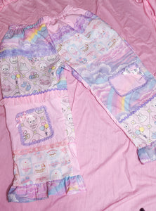 Pastel rainbow patchwork pants, fairy spank kei size XL