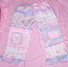 Load image into Gallery viewer, Pastel rainbow patchwork pants, fairy spank kei size XL