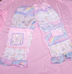 Pastel rainbow patchwork pants, fairy spank kei size XL