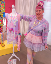 Load image into Gallery viewer, Pastel rainbow conversation hearts collage spank kei paneled 80s nightie dress size S