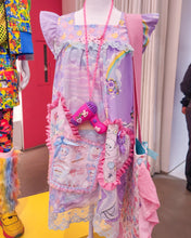 Load image into Gallery viewer, Pastel rainbow conversation hearts collage spank kei paneled 80s nightie dress size S