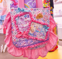 Load image into Gallery viewer, Pink conversation hearts lovecore collage quilted ruffle tote bag