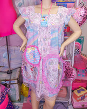 Load image into Gallery viewer, Pastel rainbow collage spank kei paneled 80s nightie dress size 3X