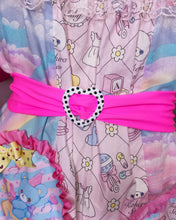 Load image into Gallery viewer, Hot pink polka dot heart stretch belt size 2X 3X fairy spank kei