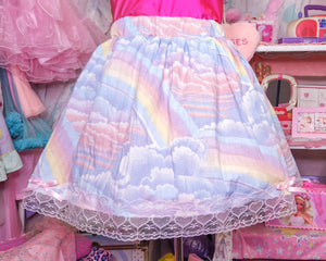 Pastel rainbow upcycled skirt size M XL PLEASE READ