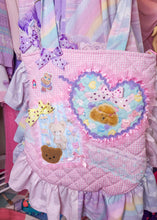 Load image into Gallery viewer, Pink gingham sweet lolita retro bear collage quilted ruffle tote bag