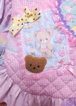 Load image into Gallery viewer, Pink gingham sweet lolita retro bear collage quilted ruffle tote bag