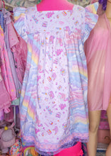 Load image into Gallery viewer, Pastel rainbow 90&#39;s carousel collage spank kei paneled 80s nightie dress size M