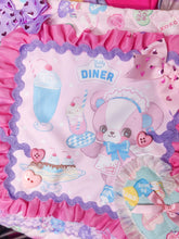 Load image into Gallery viewer, Pink teddy bear diner conversation hearts quilted tote bag