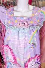 Load image into Gallery viewer, Pastel rainbow conversation hearts collage spank kei paneled 80s nightie dress size S