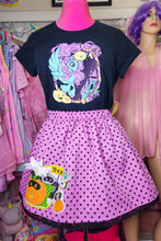 Load image into Gallery viewer, Purple/black polka dot Halloween Spank kei skirt size M