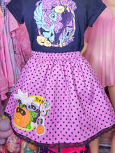 Load image into Gallery viewer, Purple/black polka dot Halloween Spank kei skirt size M