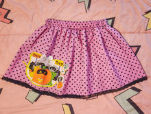 Load image into Gallery viewer, Purple/black polka dot Halloween Spank kei skirt size M