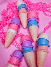 Load image into Gallery viewer, Triple scoop kawaii ice cream cone necklace, kidcore Harajuku J-fashion