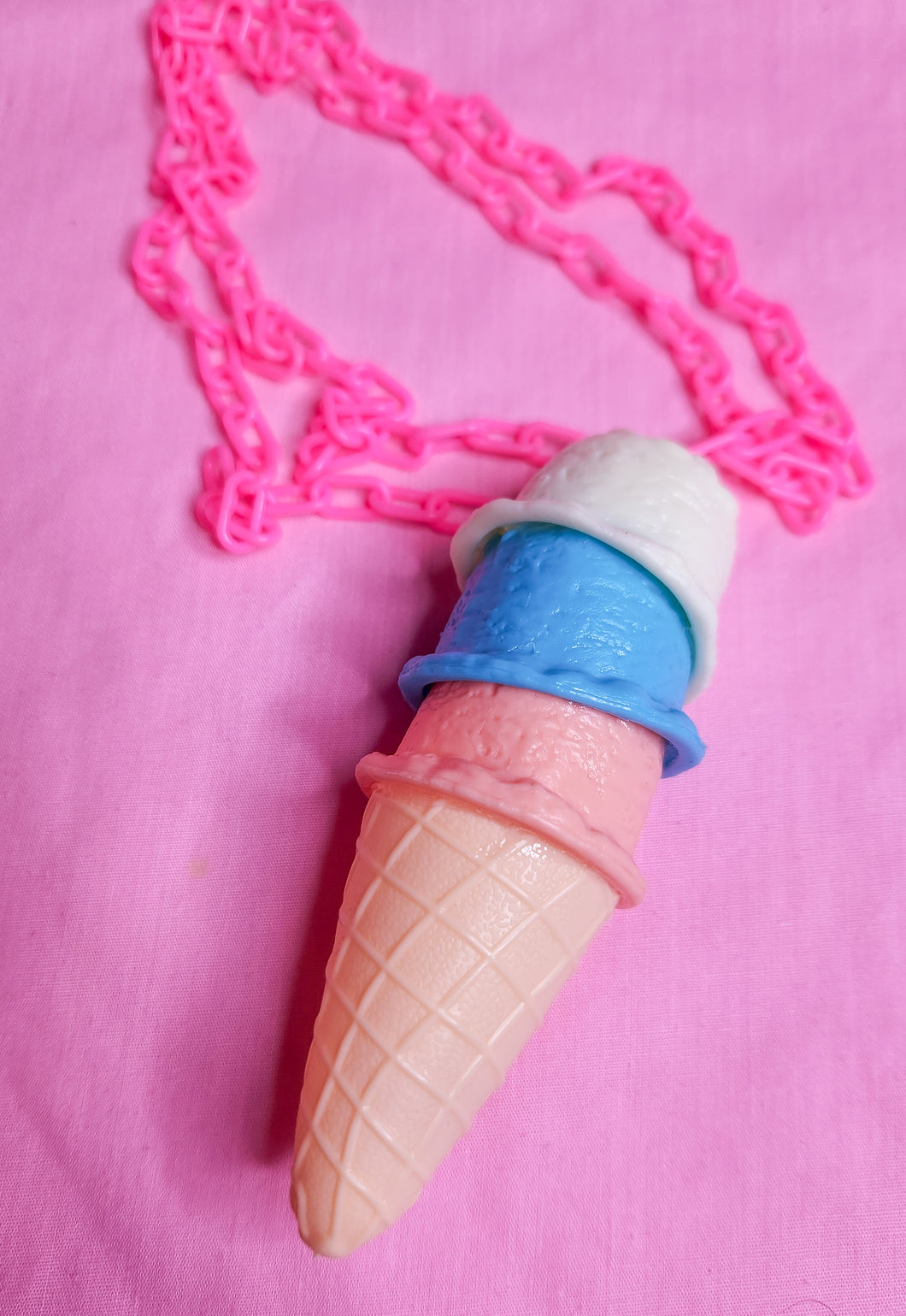 Triple scoop kawaii ice cream cone necklace, kidcore Harajuku J-fashion