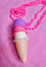 Load image into Gallery viewer, Triple scoop kawaii ice cream cone necklace, kidcore Harajuku J-fashion