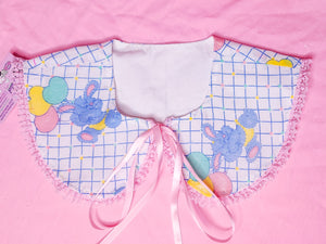 Pastel 90's heart balloon grid print fairy spank kei detachable collar