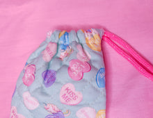 Load image into Gallery viewer, Mint conversation hearts lovecore quilted oxford drawstring bag