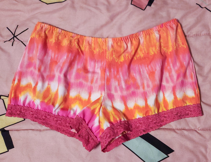 SALE Pink and orange tie dye hotpants, plus size 2X