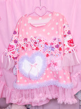 Load image into Gallery viewer, Pink dot lovecore spank kei maximalist boxy top, size XL