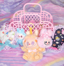 Load image into Gallery viewer, Tan Labubu full body crystal bling plush bag charm, key chain trinket Lafufu