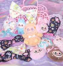 Load image into Gallery viewer, Tan Labubu full body crystal bling plush bag charm, key chain trinket Lafufu