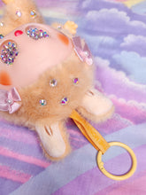 Load image into Gallery viewer, Tan Labubu full body crystal bling plush bag charm, key chain trinket Lafufu