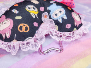 Labubu snacks heart plush bag charm, key chain trinket