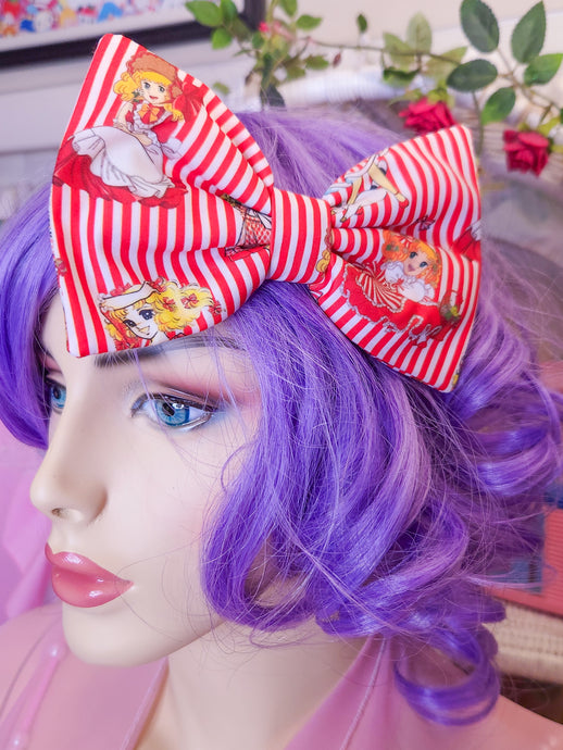 Candy Candy striped hair bow, retro shoujo Showa era