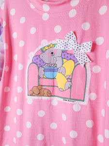 Pink polka dot pastel rainbow t-shirt dress, size S/M