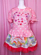 Load image into Gallery viewer, Heart cake polka dot cutsew ruffle blouse, pink lovecore size L