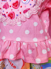 Load image into Gallery viewer, Heart cake polka dot cutsew ruffle blouse, pink lovecore size L