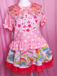 Rainbow Brite upcycled fairy spank kei skirt, 80's size small medium