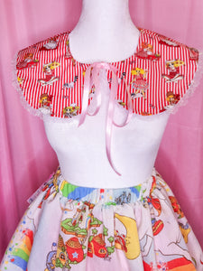 Candy Candy red striped detachable collar, iridescent lace, showa era