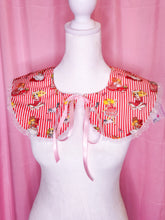 Load image into Gallery viewer, Candy Candy red striped detachable collar, iridescent lace, showa era
