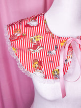 Load image into Gallery viewer, Candy Candy red striped detachable collar, iridescent lace, showa era