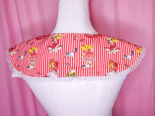 Load image into Gallery viewer, Candy Candy red striped detachable collar, iridescent lace, showa era