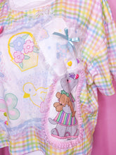 Load image into Gallery viewer, Rainbow gingham collage crop top, fairy spank kei size XL