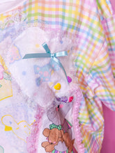 Load image into Gallery viewer, Rainbow gingham collage crop top, fairy spank kei size XL
