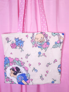 Snow White upcycled quilted tote bag, fairy spank kei