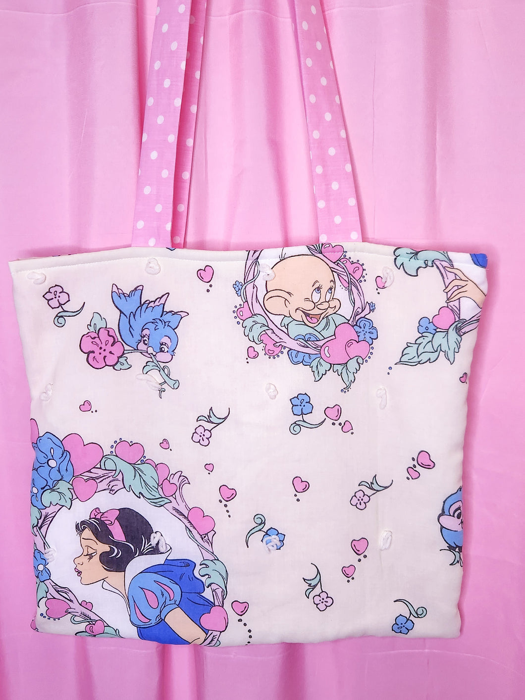 Snow White upcycled quilted tote bag, fairy spank kei