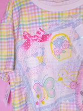 Load image into Gallery viewer, Rainbow gingham collage crop top, fairy spank kei size XL