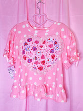 Load image into Gallery viewer, Heart cake polka dot cutsew ruffle blouse, pink lovecore size L