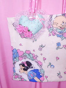 Snow White upcycled quilted tote bag, fairy spank kei