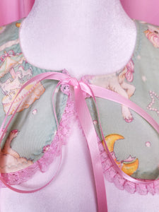 Pastel green 80s unicorn detachable collar, fairy spank kei